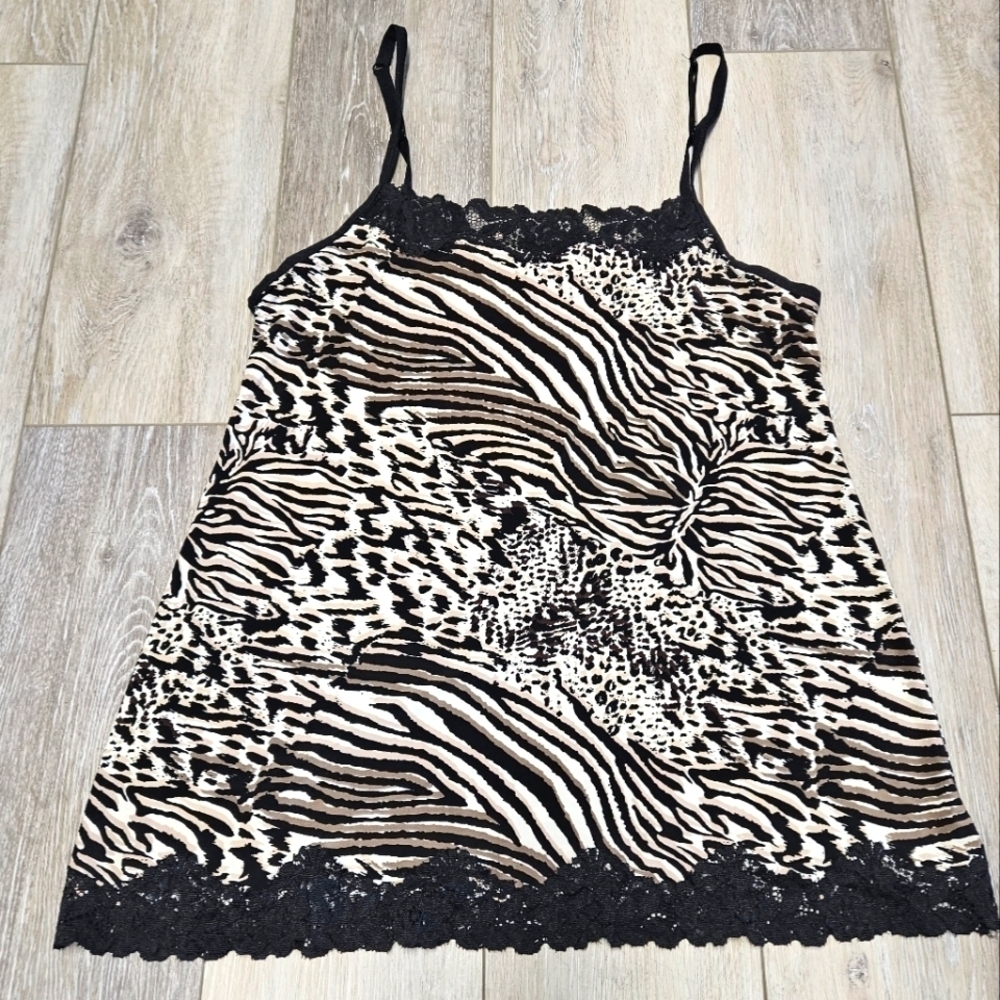 George Leopard Print Lace Camisole Sleepwear Tank Top Adjustable Women's Small